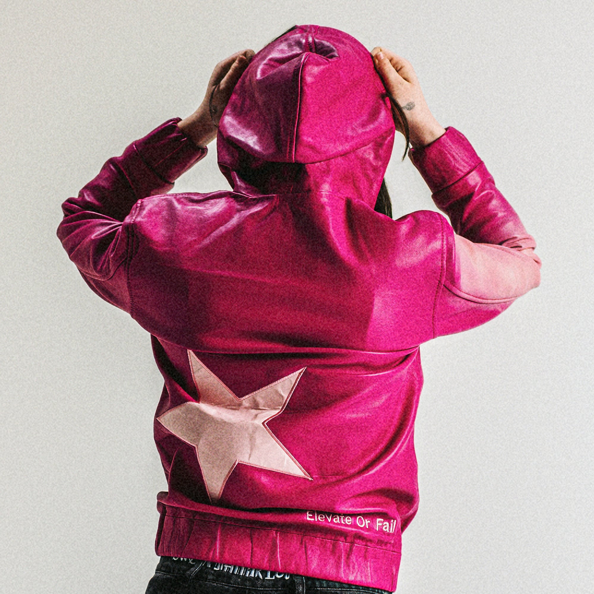 Elevate Star Leather Jacket – Pink